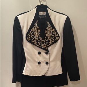 1980s Vintage Nordstroms’ Couture Black & White Blazer with skirt suit
